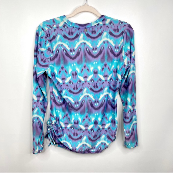 MAR BY VIX Tie-Dye Swim Top Rash Guard / Large / Turquoise & Purple - Picture 11 of 11